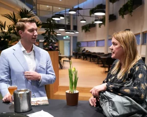 two people meeting at the catering area of the IBTC