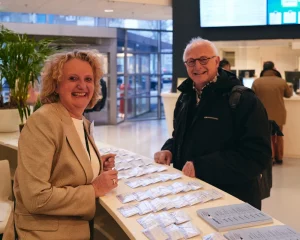 IBTC counter with badges at Domstad Utrecht