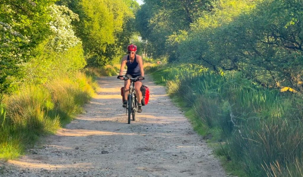 Holiday cyclist on the road 