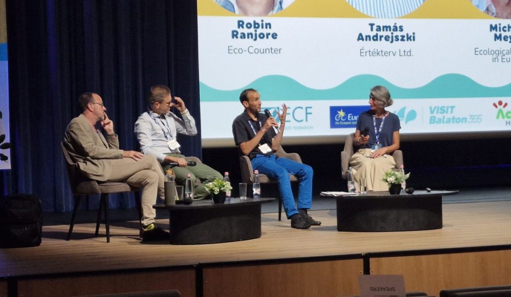 Robin Ranjore of Eco-Counter talking at EuroVelo
